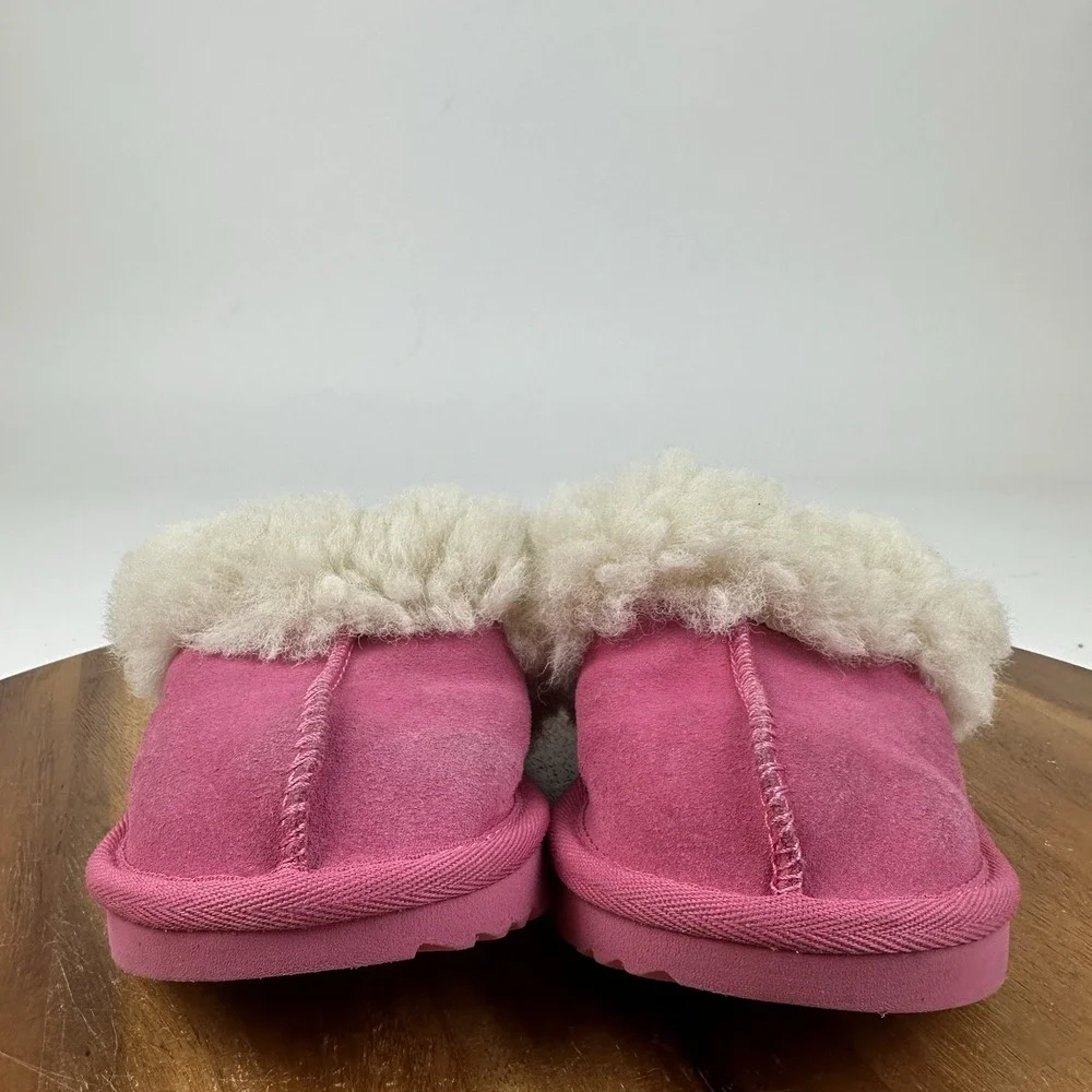 Little Kids Girls UGG Cozy II Pink Suede Shearling Comfort Slippers Size 10 C